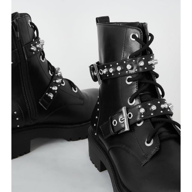 black leather look boots