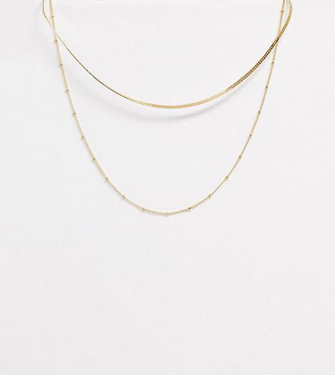 Orelia Gold Plated Satellite And Flat Curb Chain Set