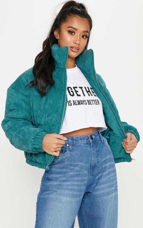 green cord puffer jacket