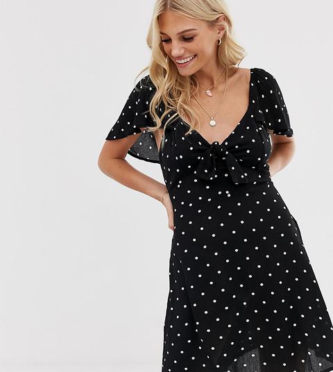 Stradivarius Tie Front Dress In Polka Dot multi from ASOS on 21