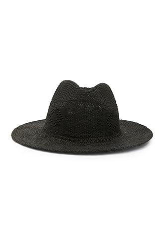 Forever 21 Crochet Straw Hat , Black