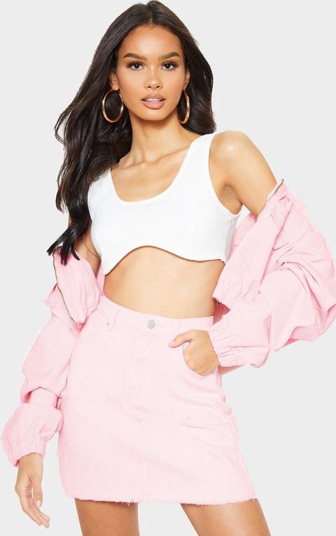 pale pink denim skirt