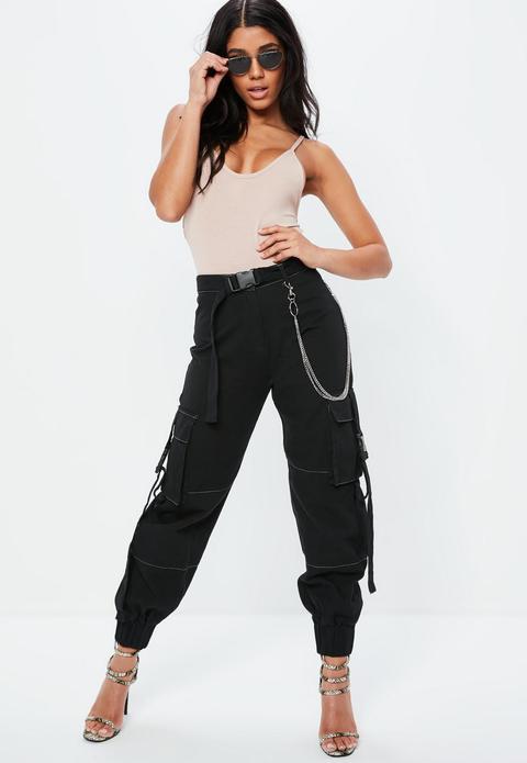 Fanny Lyckman X Missguided Black Combat Chain Trousers, Black