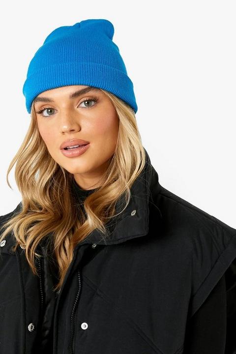 Womens Cobalt Beanie Hat - Blue - One Size, Blue