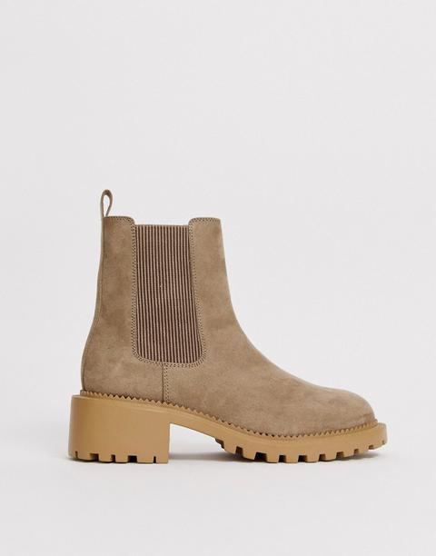 Asos Design Action Chunky Chelsea Boots In Taupe-neutral