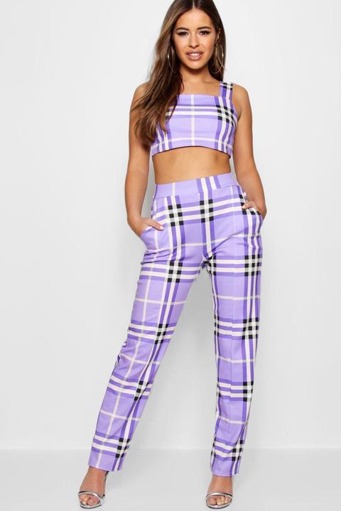 Petite Check High Waisted Trouser