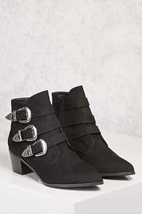 Triple Buckle Ankle Boots