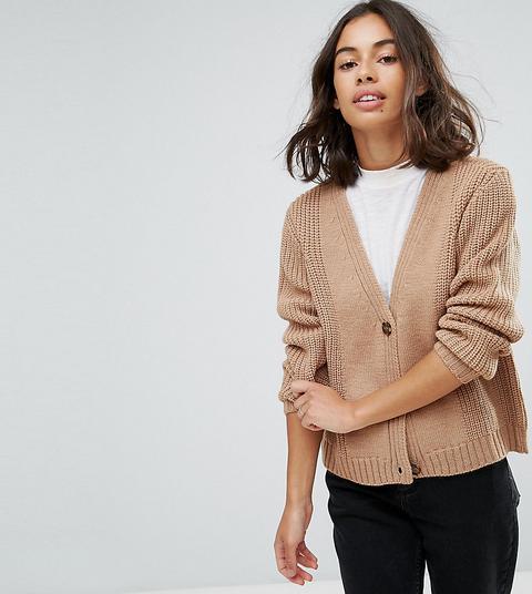 Asos Petite - Ultimate - Cardigan In Maglia Pesante Con Bottoni - Pietra