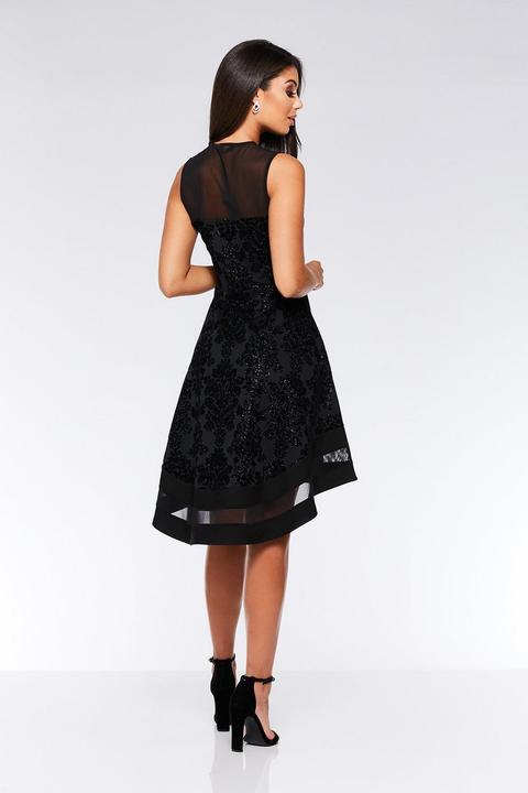 Black Dipped Hem Dress