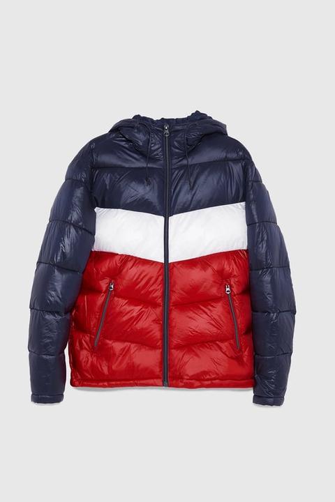 zara colour block puffer jacket