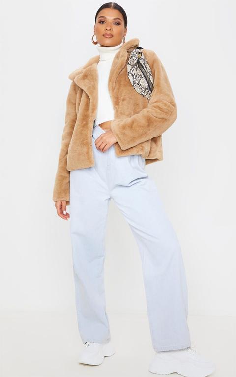 Beige Faux Fur Collar Coat