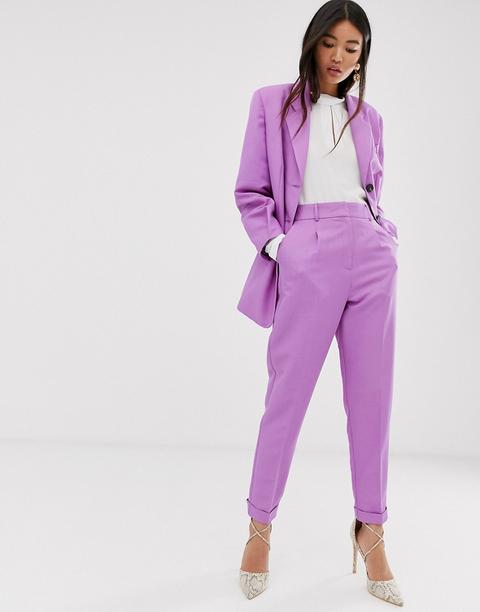 Pantalones De Traje De Corte Tapered En Lila Dream De Asos Design-violeta
