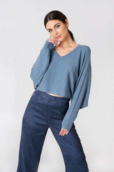 Short Batwing Sweater Blue