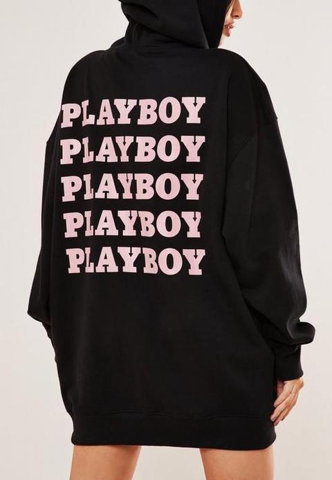 Playboy x missguided black repeat print hoodie outlet sweater dress