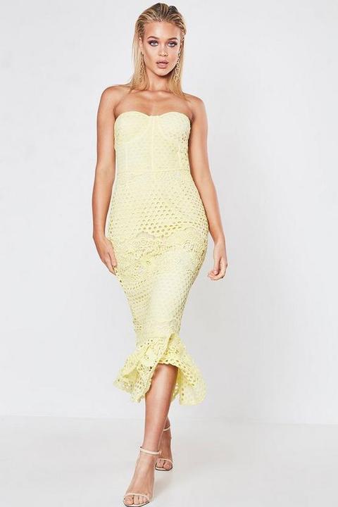 boohoo yellow lace dress