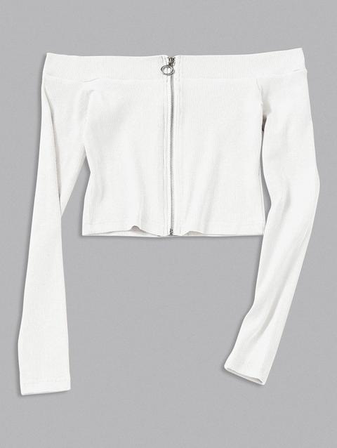 Top In Maglia Con Zip A Spalle Scoperte
