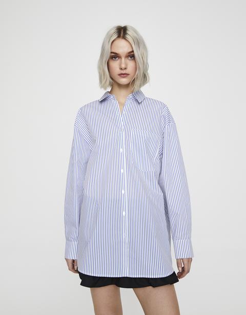 Camisa Oversize Rayas Azules