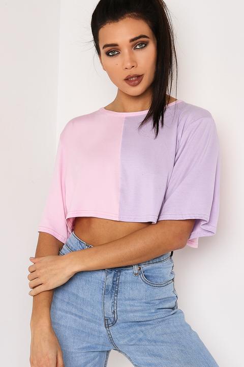 Pink And Lilac Cropped T-shirt