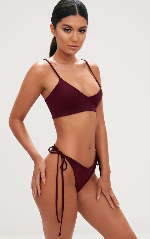 Burgundy Tie Side Bikini Briefs