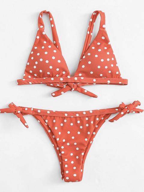 Set De Bikini De Lunares Con Nudo