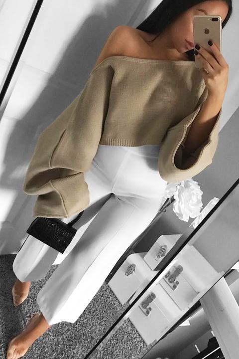 Stone Cropped Batwing Jumper - Carmin