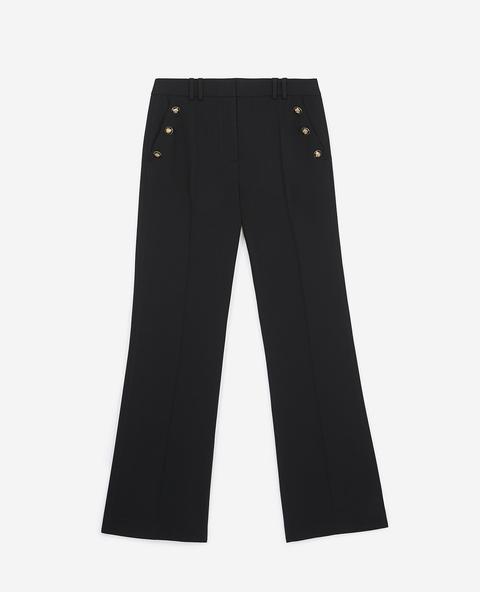 Pantalon Évasé Noir Fendu À Taille Haute