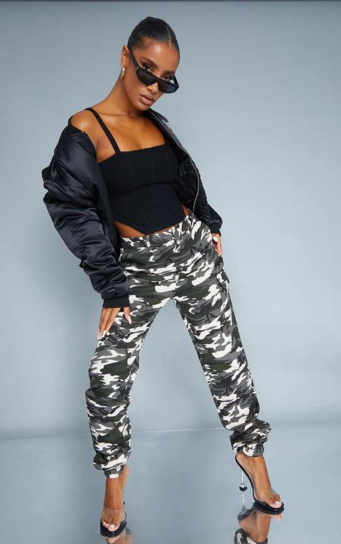 Grey Camo Pocket Detail Cargo Trouser