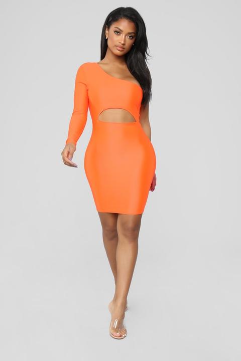 neon orange party dress