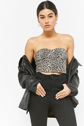 Forever 21 Motel Bustier-inspired Bandeau Leopard