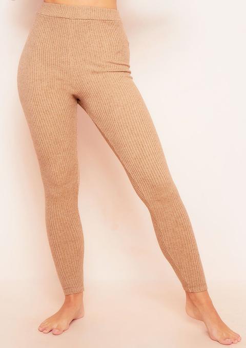 Sarah Camel Brushed Ribbed Legging