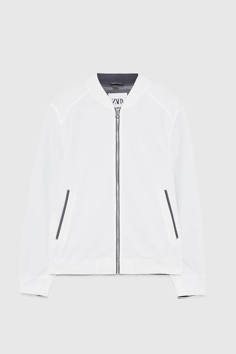 Piqué Bomber Jacket from Zara on 21 Buttons