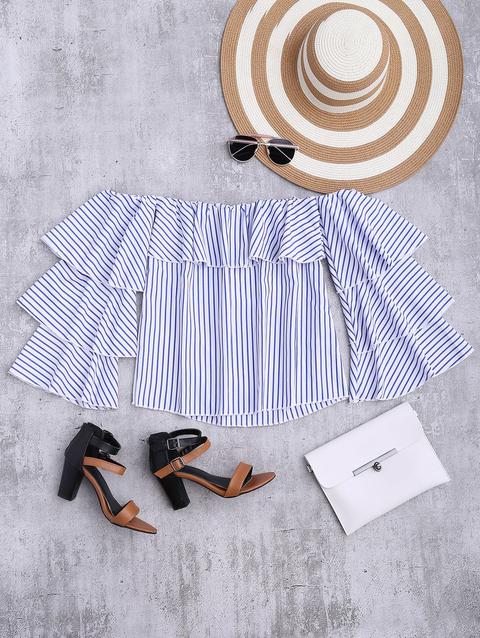 Layered Ruffle Sleeve Off The Shoulder Top