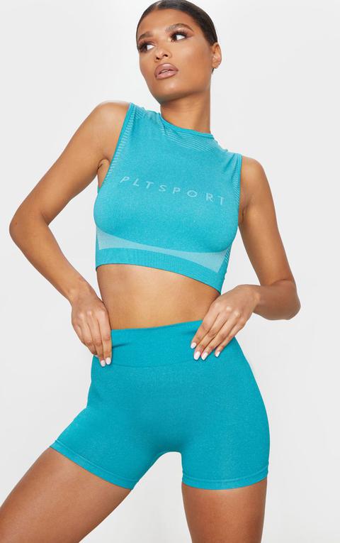 Turquoise Seamless Contour Booty Shorts