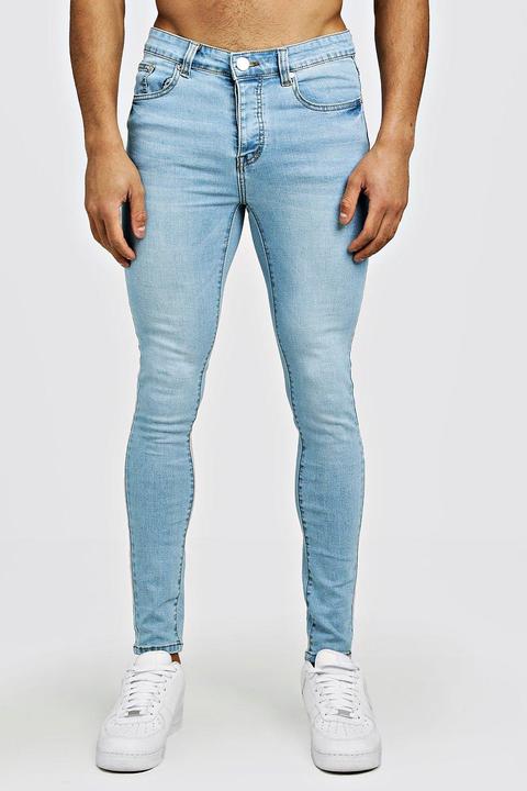 Mens Spray On Skinny Jeans In Light Blue, Blue