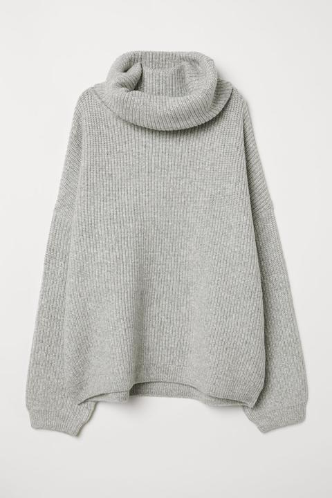 Jersey De Canalé Cuello Alto - Gris