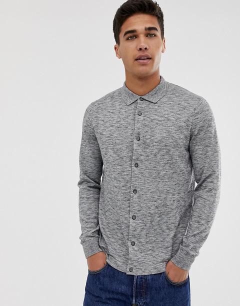 Camisa En Gris Marga Con Cuello Polo Y Botones De Burton Menswear