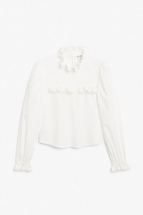 High Neck Blouse - White