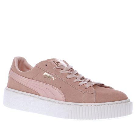 Pale Pink Suede Platform Trainers