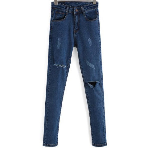 Blue Ripped Denim Slim Leg Jeans