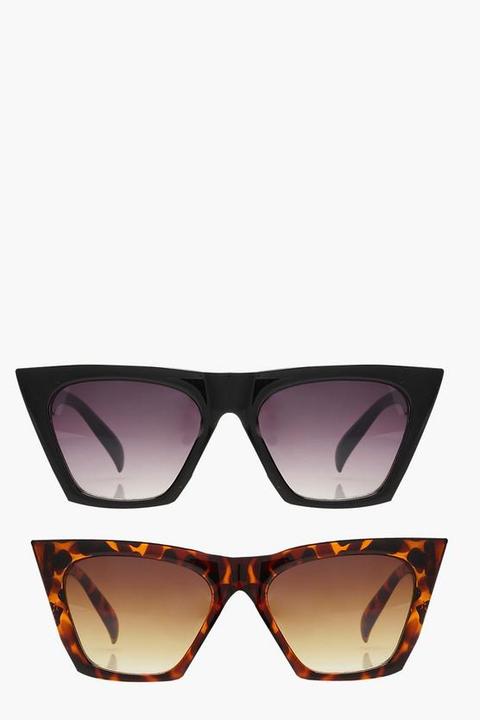 2 Pack Flat Top Angular Sunglasses