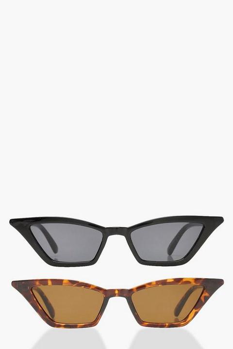 Lot De 2 Paires De Lunettes De Soleil Skinny À Ailes - Multicolore - One Size, Multicolore