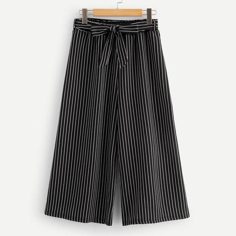 Pantaloni Larghi Con Cinturini A Righe