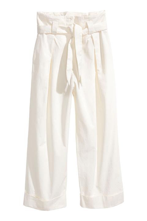 H & M - Pantaloni Ampi - Bianco