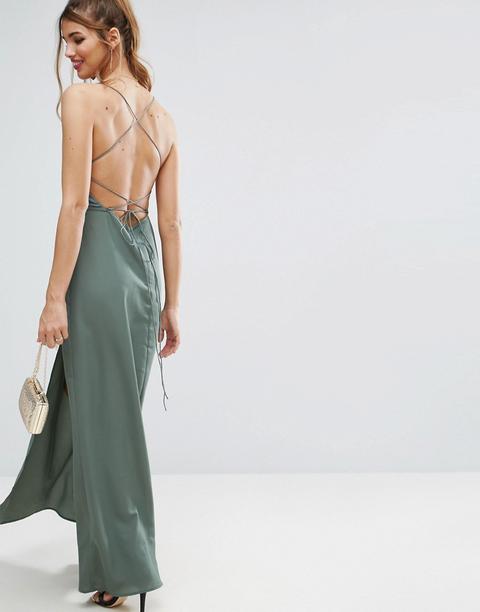 Vestido Maxi Escotado Con Tira En La Espalda De Asos