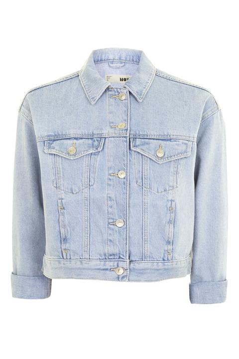 Moto Fitted Western Bleach Wash Denim Jacket