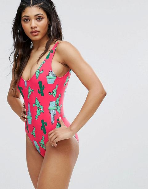 Bañador Con Estampado De Cactus De Boohoo