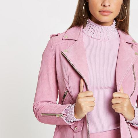 Light pink 2024 suede jacket