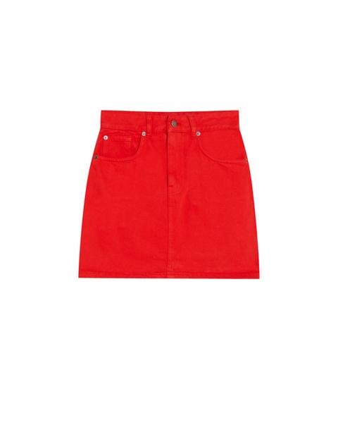 Falda Denim Entallada Roja