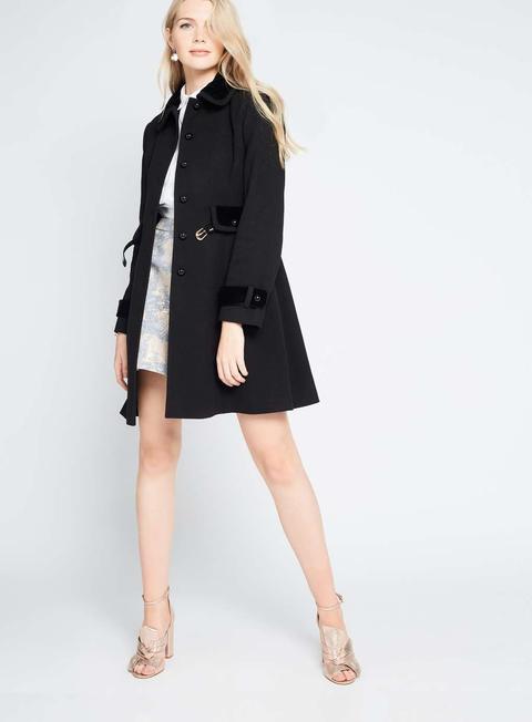 Black Velvet Trim Coat