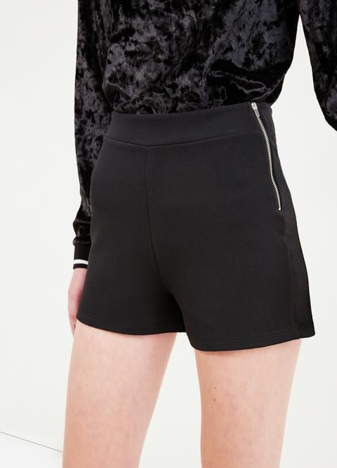 Shorts Stretch A Vita Alta Zip Su Lato